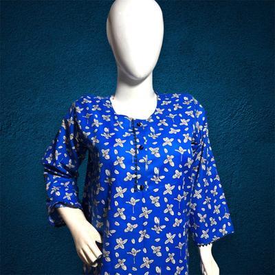 2 Pcs Women's Stitched Cotton Printed Shirt And Trouser