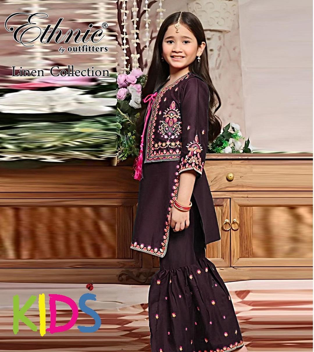 2 Pcs Girl's Khaddar Embroidered Unstitched Suit