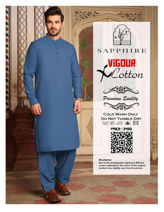 Men's Unstitched Cotton Plain Suit