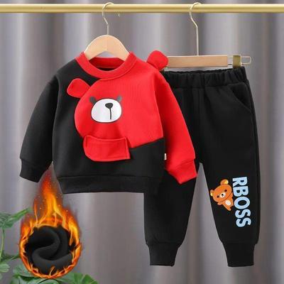 2 Pcs Boy's Fleece Printed Tracksuit