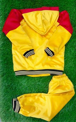 2 Pcs Kid's Stitched Velvet Printed Tracksuit