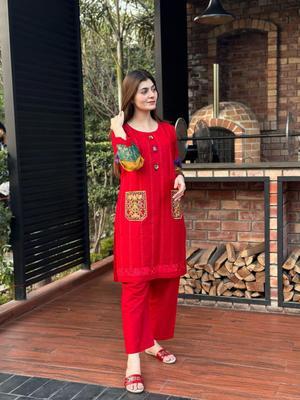 2 Pcs Women's Stitched Cotton Printed Suit