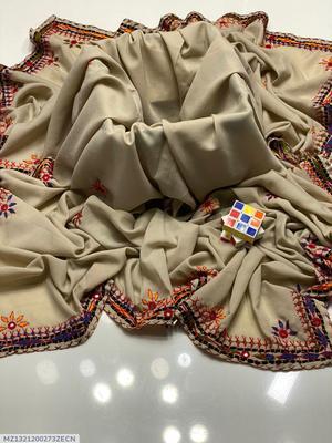 Women's Swiss Embroidered Border Shawl