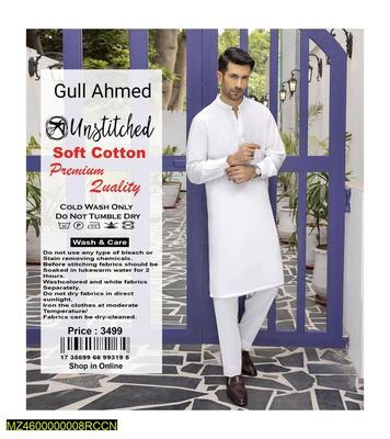 Men's Unstitched Cotton Plain Suit