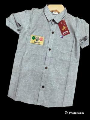 1 Pc Boy's Stitched Cotton Printed Dress Shirt