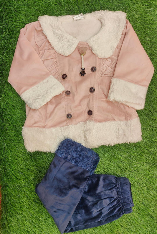 Baby Girl Velvet Frock And Trouser Set