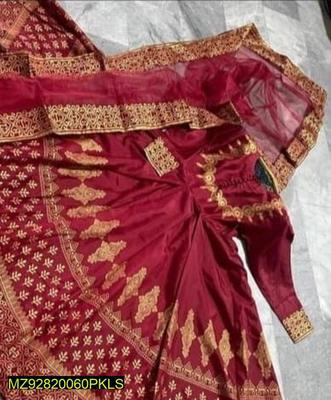 3 Pcs Women's Stitched Katan Silk Embroidered Suit