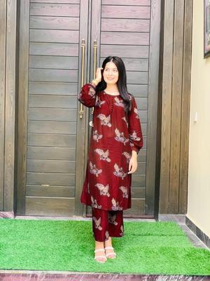 2 Pcs Women's Stitched Linen Printed Suit