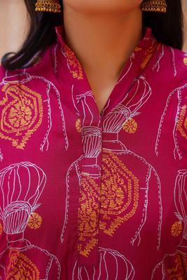 2 Pcs Women's Stitched Linen Block Printed Shirt And Trouser