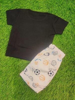 Boy's Blended Printed Shirt With Cotton Shorts