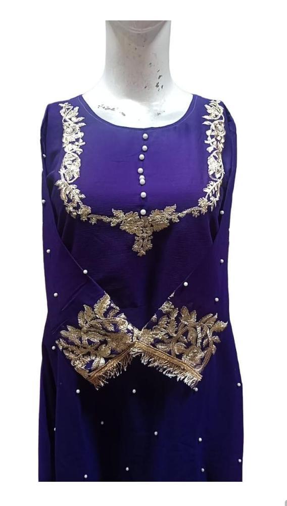 3 Pcs Women's Stitched Chiffon Silk Embroidered Suit