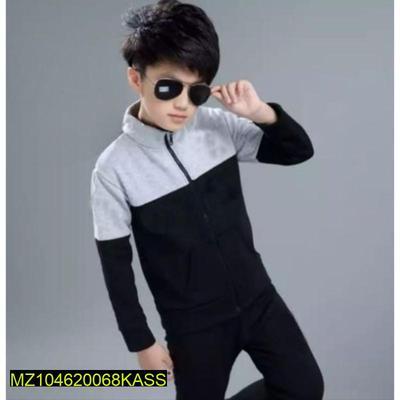 2 Pcs Boy's Fleece Plain Tracksuit