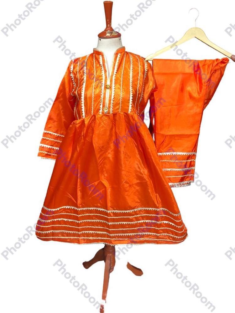 2 Pcs Women's Stitched Silk Plain Frock