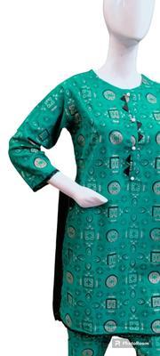 2 Pcs Women's Stitched Cotton Printed Shirt And Trouser