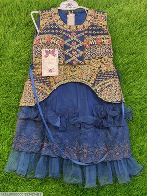 1 Pc Girl's Stitched Net Embroidered Frock