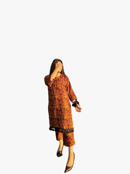 2 Pcs Women's Stitched Dhanak Printed Suit