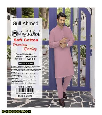 Men's Unstitched Cotton Plain Suit