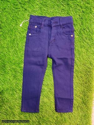 Boy's Stitched Cotton Plain Pants