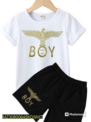 Boy's Cotton Printed T-Shirt And Shorts Set