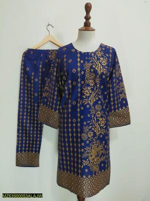 2 Pcs Women's Stitched Lawn Printed Suit