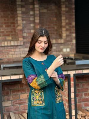 2 Pcs Women's Stitched Cotton Lawn Embroidered Shirt And Trouser