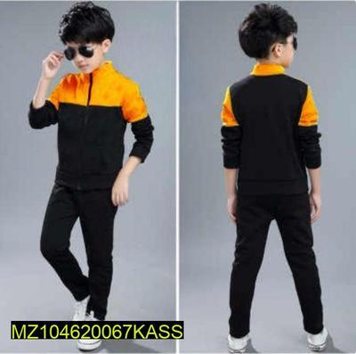 2 Pcs Boy's Fleece Plain Tracksuit