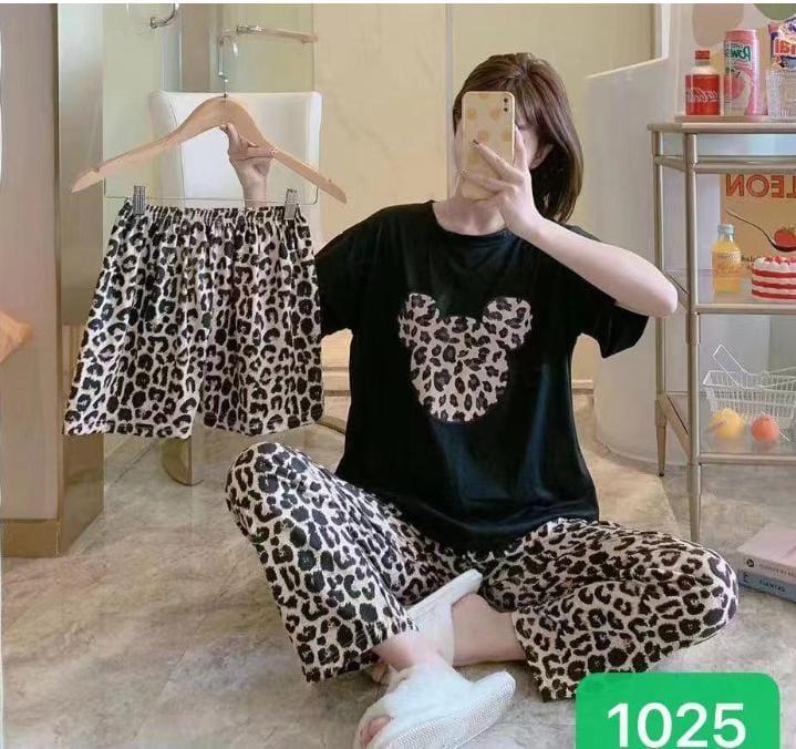 2 Pcs Women's Stitched Cotton Jersey Printed Night Suit With Shorts