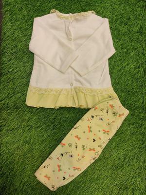 Baby Girl Blended Embroidered Frock And Trouser Set