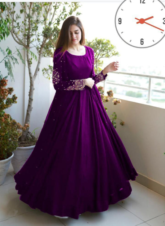 3 Pcs Women's Stitched Shamoz Silk Embroidered Gown Suit