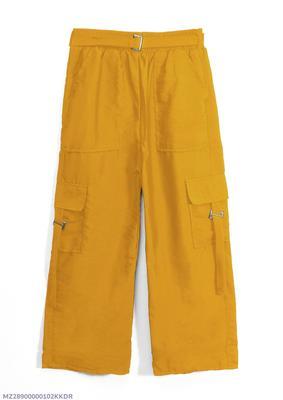 1 Pc Women's Stitched Cotton Plain Cargo Trouser With Belt