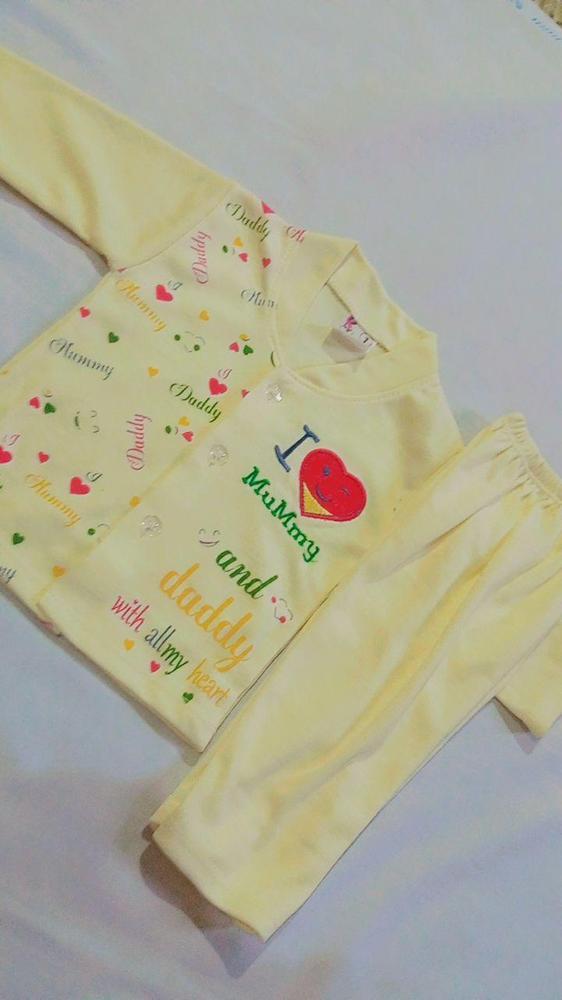 2 Pcs Kid's Stitched Fleece Printed Shirt And Trouser Set