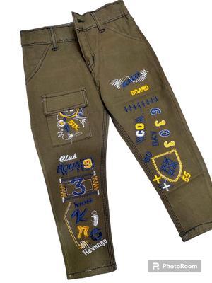 1 Pc Boy's Stitched Cotton Embroidered Jeans