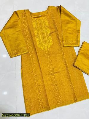 2 Pcs Women's Stitched Khaadi Net Embroidered Suit