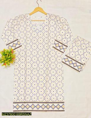 2 Pcs Women's Stitched Linen Printed Suit