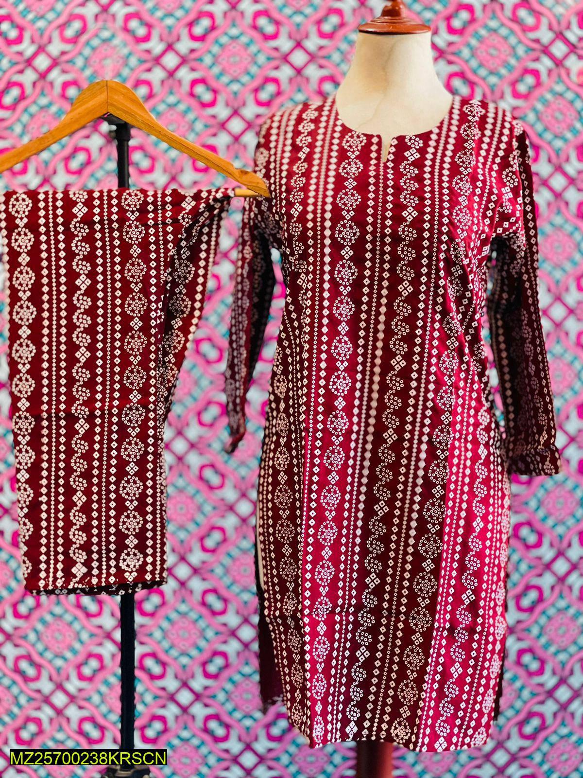 2 Piece Arabic Lawn Block Printed Chunri