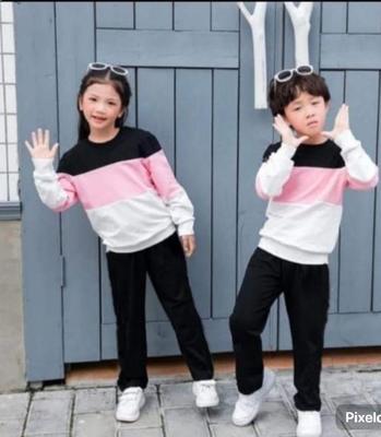 2 Pcs Kids Fleece Plain Sweatshirt Tracksuit