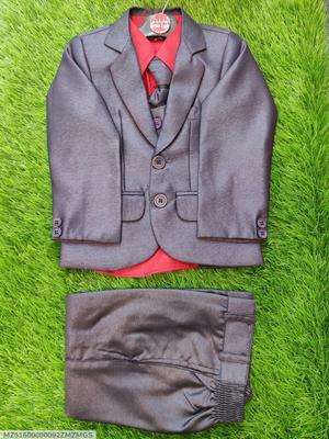 4 Pcs Boy's Stitched Cotton Plain Pant Coat