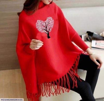 Women's Fleece Plain Poncho Cape Shawl