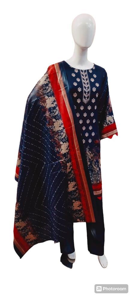 3 Pcs Women's Stitched Lawn Embroidered Suit