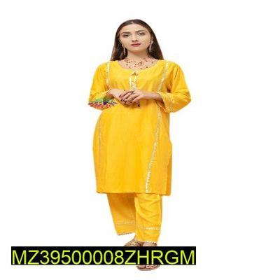 2 Pcs Women Stitched Linen Embroidered Suit