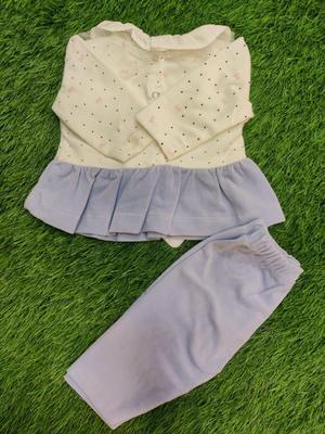 Baby Girl Blended Embroidered Frock And Trouser Set