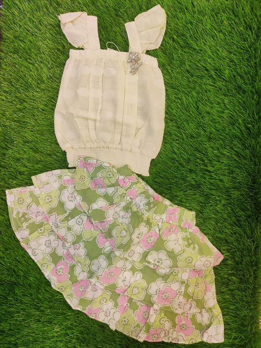 Baby Girl's Cotton Frock And Skirt