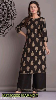 2 Pcs Women's Stitched Silk Printed Suit