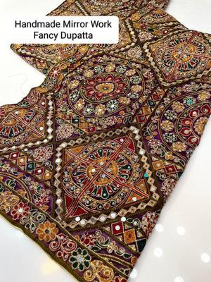 1 Pc Women's Stitched Organza Sequins Embroidered Dupatta