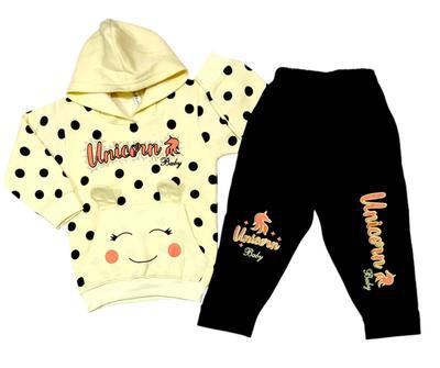 2 Pcs Kid's Terry Fleece Printed Hoodie Tracksuit