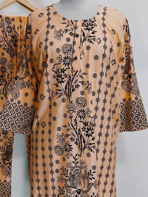 2 Pcs Women's Stitched Lawn Printed Suit