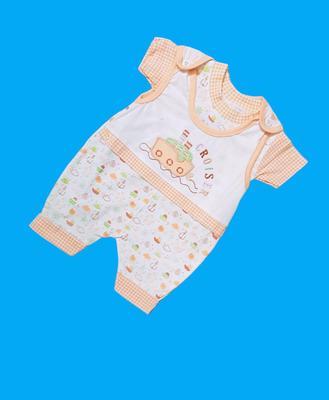 3 Pcs Newborn Baby's Stitched Blended Printed Shirt And Romper Set