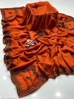 Women's Swiss Embroidered Border Shawl