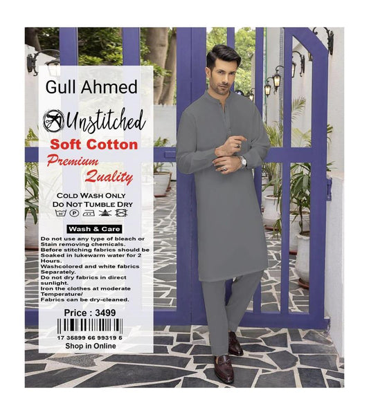 Men's Unstitched Cotton Plain Suit