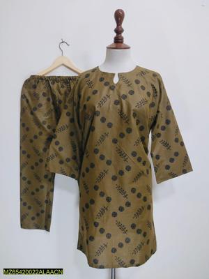 2 Pcs Women's Stitched Cotton Lawn Printed Shirt And Trouser